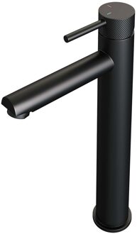 Brauer Black carving Wastafelmengkraan opbouw - hoog - hendel lang smal carving - mat zwart 5-S-002-HD6 Zwart mat