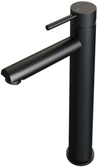 Brauer Black carving Wastafelmengkraan opbouw - hoog - hendel lang smal carving - mat zwart 5-S-002-HD6 Zwart mat