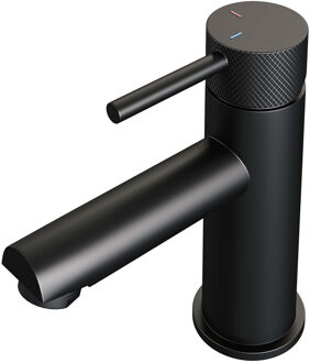 Brauer Black carving Wastafelmengkraan opbouw - laag - hendel lang smal carving - mat zwart 5-S-001-HD6 Zwart mat