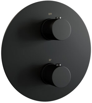 Brauer Black Edition 3-weg - inbouwthermostaat - rond - in - afbouwdelen - mat zwart 5-S-265 Zwart mat