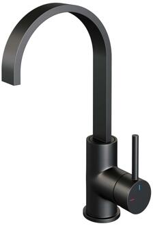 Brauer Black Edition Hoge Opbouw Wastafelmengkraan met Draaibare Platte Uitloop Model A Mat Zwart