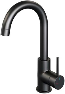 Brauer Black Edition Hoge Opbouw Wastafelmengkraan met Draaibare Ronde Uitloop Model A Mat Zwart