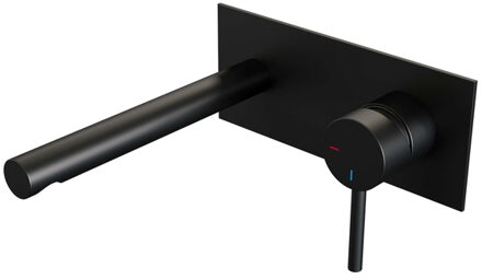 Brauer Black Edition inbouw wastafelkraan I-model met achterplaat - hendel 1 - mat zwart