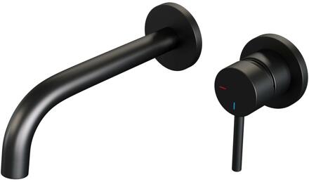 Brauer Black Edition Inbouw Wastafelmengkraan met Gebogen Uitloop en Rozetten Model A1 Mat Zwart