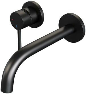 Brauer Black Edition Inbouw Wastafelmengkraan met Gebogen Uitloop en Rozetten Model A2 Mat Zwart