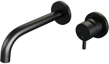 Brauer Black Edition Inbouw Wastafelmengkraan met Gebogen Uitloop en Rozetten Model B1 Mat Zwart