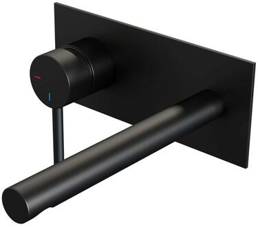 Brauer Black Edition Inbouw Wastafelmengkraan met Rechte Uitloop en Afdekplaat Model A2 Mat Zwart