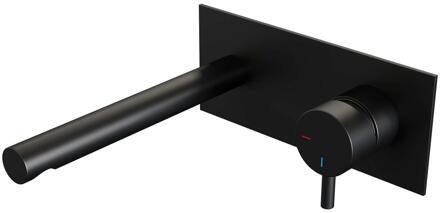 Brauer Black Edition Inbouw Wastafelmengkraan met Rechte Uitloop en Afdekplaat Model B1 Mat Zwart