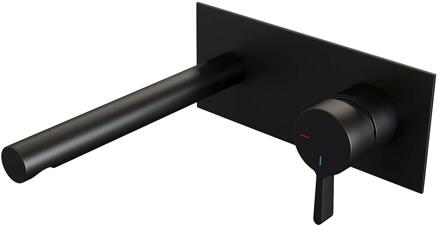 Brauer Black Edition Inbouw Wastafelmengkraan met Rechte Uitloop en Afdekplaat Model E1 Mat Zwart