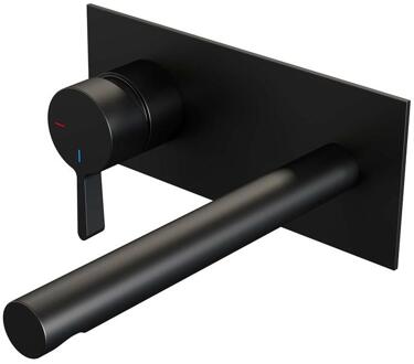 Brauer Black Edition Inbouw Wastafelmengkraan met Rechte Uitloop en Afdekplaat Model E2 Mat Zwart