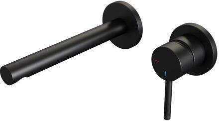 Brauer Black Edition Inbouw Wastafelmengkraan met Rechte Uitloop en Rozetten Model A1 Mat Zwart