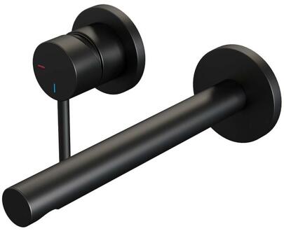 Brauer Black Edition Inbouw Wastafelmengkraan met Rechte Uitloop en Rozetten Model A2 Mat Zwart