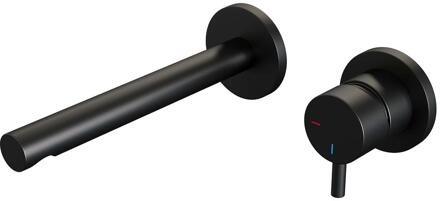 Brauer Black Edition Inbouw Wastafelmengkraan met Rechte Uitloop en Rozetten Model B1 Mat Zwart