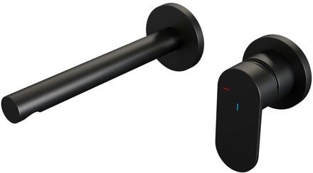 Brauer Black Edition Inbouw Wastafelmengkraan met Rechte Uitloop en Rozetten Model C1 Mat Zwart