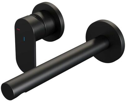 Brauer Black Edition Inbouw Wastafelmengkraan met Rechte Uitloop en Rozetten Model C2 Mat Zwart