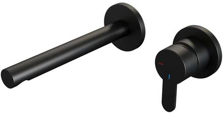 Brauer Black Edition Inbouw Wastafelmengkraan met Rechte Uitloop en Rozetten Model D1 Mat Zwart