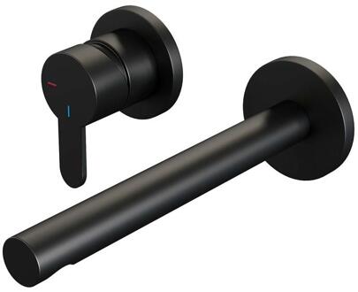 Brauer Black Edition Inbouw Wastafelmengkraan met Rechte Uitloop en Rozetten Model D2 Mat Zwart