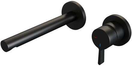 Brauer Black Edition Inbouw Wastafelmengkraan met Rechte Uitloop en Rozetten Model E1 Mat Zwart