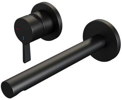 Brauer Black Edition Inbouw Wastafelmengkraan met Rechte Uitloop en Rozetten Model E2 Mat Zwart