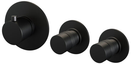 Brauer Black Edition inbouwthermostaat - met inbouwdeel - 3 carving knoppen - mat zwart 5-S-088 Zwart mat