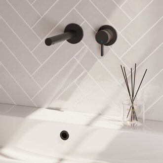 Brauer Black edition inbouwwastafelkraan type S1 greep met inbouwdeel ColdStart ronde rozetten mat zwart