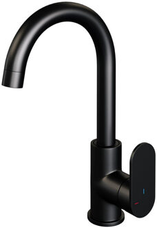 Brauer Black edition wastafelkraan opbouw draaibare uitloop met type R1 greep ColdStart mat zwart