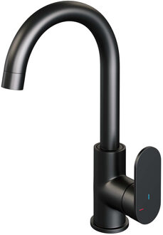 Brauer Black edition wastafelkraan opbouw draaibare uitloop met type R1 greep ColdStart mat zwart