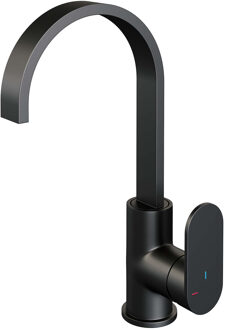 Brauer Black edition wastafelkraan opbouw draaibare uitloop met type S1 greep ColdStart mat zwart