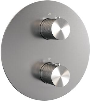 Brauer Brushed Carving - 3 Weg - Inbouwthermostaat - Rond - In/afbouwdelen - RVS Geborsteld PVD