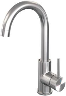 Brauer Brushed Carving Hoge Opbouw Wastafelmengkraan met Draaibare Ronde Uitloop Model A RVS Geborsteld PVD