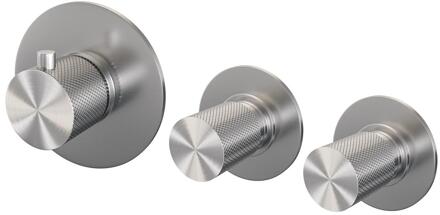 Brauer Brushed Carving - Inbouwthermostaat en - Inbouwthermostaat - In/afbouwdelen - RVS Geborsteld PVD