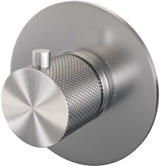 Brauer Brushed Carving inbouwthermostaat - met inbouwdeel - 1 carving knop - - PVD - geborsteld RVS 5-NG-090 RVS geborsteld