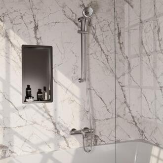 Brauer Brushed Carving Opbouw Baddouche Thermostaatkraan - 3 stand - Doucheslang - Glijstang - Handdouche - Rvs Geborsteld Pvd