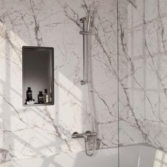 Brauer Brushed Carving Opbouw Baddouche Thermostaatkraan - Staaf - Doucheslang - Glijstang - Handdouche - Rvs Geborsteld Pvd