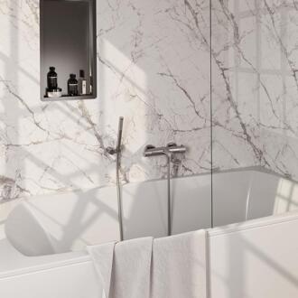 Brauer Brushed Carving Opbouw Baddouche Thermostaatkraan - Wandhouder - Staaf - Doucheslang - Handdouche - Rvs Geborsteld Pvd