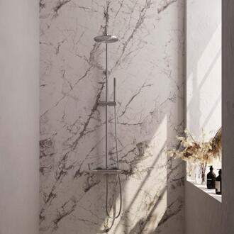 Brauer Brushed Carving Opbouw Thermostatische Regendoucheset - Hoofddouche 20 cm - Staafhanddouche - Doucheslang - Rvs Geborsteld Pvd