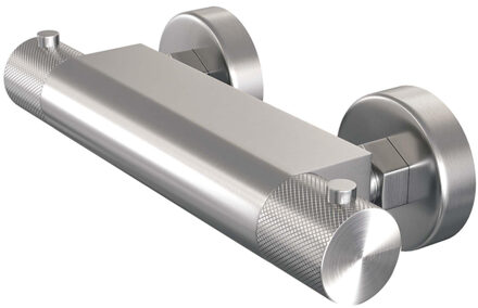 Brauer Brushed Carving Thermostaatkraan opbouw - 2 carving knoppen - PVD - geborsteld RVS 5-NG-248 RVS geborsteld