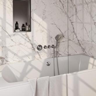 Brauer Brushed Carving Thermostatische Inbouw Badkraan Badvulcombinatie - 3 stand - Doucheslang - Wandaansluitbocht - Handdouche - Rvs Geborsteld Pvd