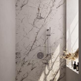 Brauer Brushed Carving Thermostatische Regendoucheset Inbouw - Hoofddouche 20 cm - Gebogen Wandarm - 3 Weg - Handdouche Rond - Doucheslang - Geintegreerde Glijstang - Rvs