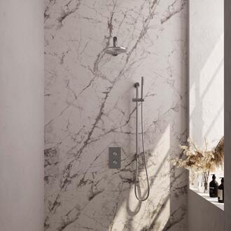 Brauer Brushed Carving Thermostatische Regendoucheset Inbouw - Hoofddouche 20 cm - Rechte Wandarm - 3 Weg - Handdouche Staaf - Doucheslang - Geintegreerde Glijstang - Rvs