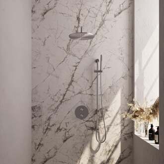 Brauer Brushed Carving Thermostatische Regendoucheset Inbouw - Hoofddouche 30 cm - Gebogen Wandarm - 3 Weg - Handdouche Rond - Doucheslang - Geintegreerde Glijstang - Rvs