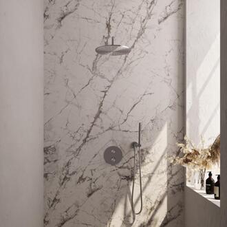 Brauer Brushed Carving Thermostatische Regendoucheset Inbouw - Hoofddouche 30 cm - Gebogen Wandarm - 3 Weg - Handdouche Rond - Doucheslang - Wandaansluitbocht - Rvs