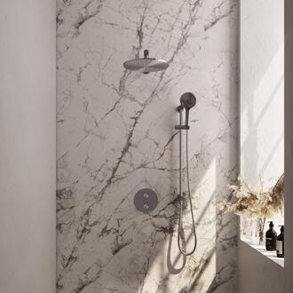 Brauer Brushed Carving Thermostatische Regendoucheset Inbouw - Hoofddouche 30 cm - Rechte Wandarm - 3 Weg - Handdouche Rond 3 Standen - Doucheslang - Geintegreerde Glijstang - Rvs