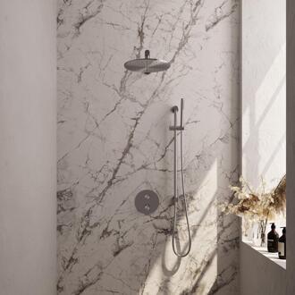 Brauer Brushed Carving Thermostatische Regendoucheset Inbouw - Hoofddouche 30 cm - Rechte Wandarm - 3 Weg - Handdouche Rond - Doucheslang - Geintegreerde Glijstang - Rvs