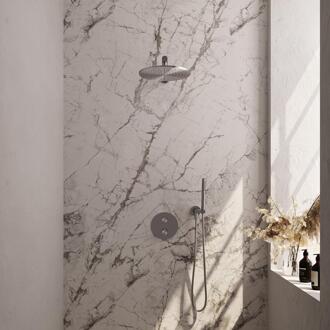 Brauer Brushed Carving Thermostatische Regendoucheset Inbouw - Hoofddouche 30 cm - Rechte Wandarm - 3 Weg - Handdouche Rond - Doucheslang - Wandaansluitbocht - Rvs