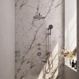 Brauer Brushed Carving Thermostatische Regendoucheset Inbouw - Hoofddouche 30 cm - Rechte Wandarm - Handdouche 3 Standen - Doucheslang - Geintegreerde Glijstang - Rvs