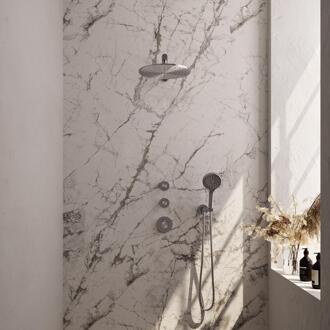 Brauer Brushed Carving Thermostatische Regendoucheset Inbouw - Hoofddouche 30 cm - Rechte Wandarm - Handdouche 3 Standen - Doucheslang - Wandaansluitbocht - Rvs