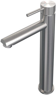 Brauer Brushed carving Wastafelmengkraan opbouw - hoog - model a - PVD - geborsteld RVS 5-NG-002-HD6 RVS geborsteld