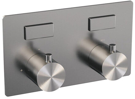 Brauer Brushed Edition - 2 functies - inbouwthermostaat - met inbouwdeel - drukknoppen - in/afbouwdelen - RVS geborsteld PVD 5-NG-155