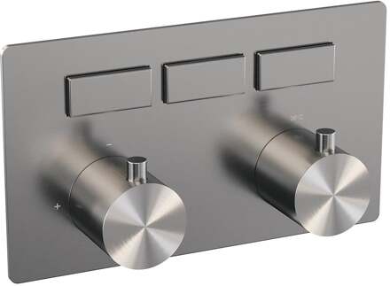 Brauer Brushed Edition - 3 Weg - Inbouwthermostaat - Drukknoppen - In/afbouwdelen - RVS Geborsteld PVD
